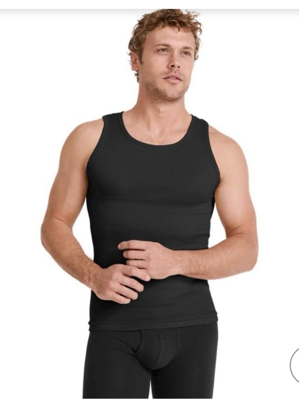 Hanes Black Ribbed Men's Tank Undershirt